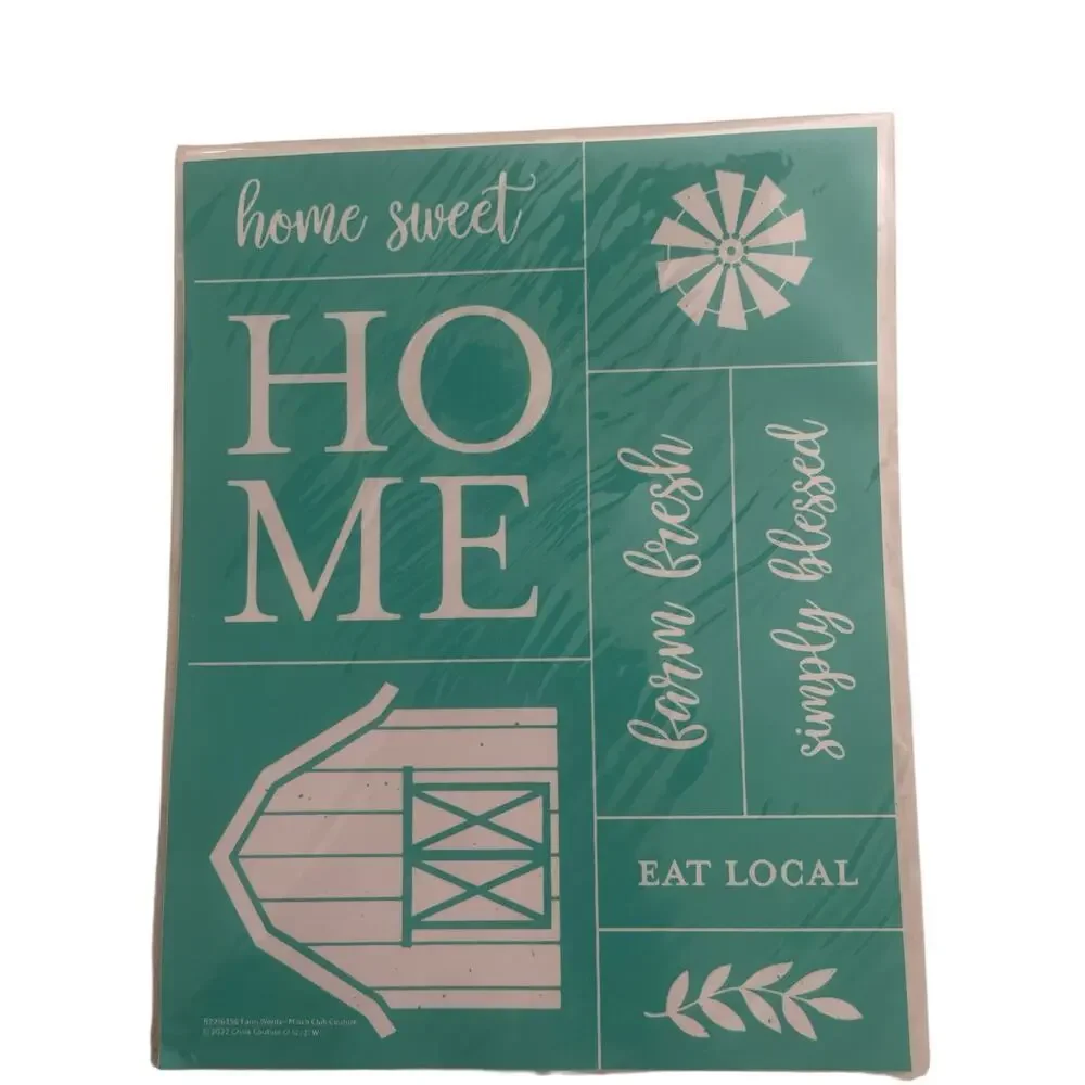 NWT Farm Words Chalk‎ Couture 8.5 x 11 Reusable Transfer